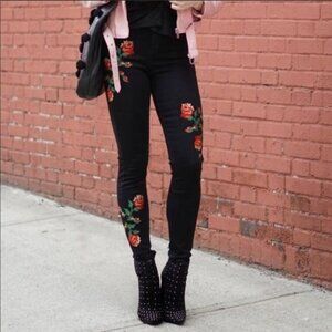 Topshop Moto Jamie Floral Embroidered Skinny Jeans size 25